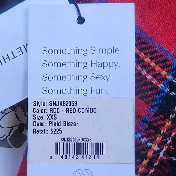 NWT Something Navy Plaid Tartan Blazer Coat "Marley" - Picture 5 of 16